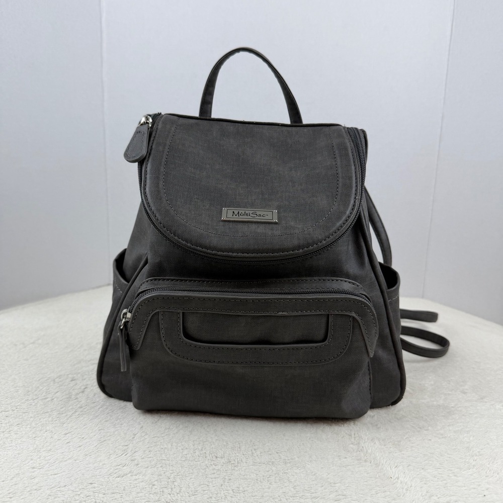 Multi Sac‎ Gray Faux Leather Convertible Backpack Purse